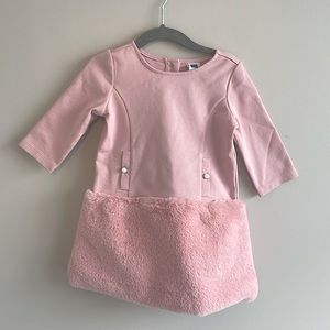 Janie and Jack 2T dress. Pink, button details on torso w/ fur bottom. Worn once